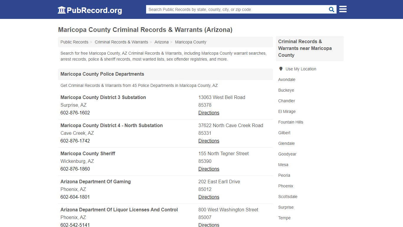 Maricopa County Criminal Records & Warrants (Arizona)